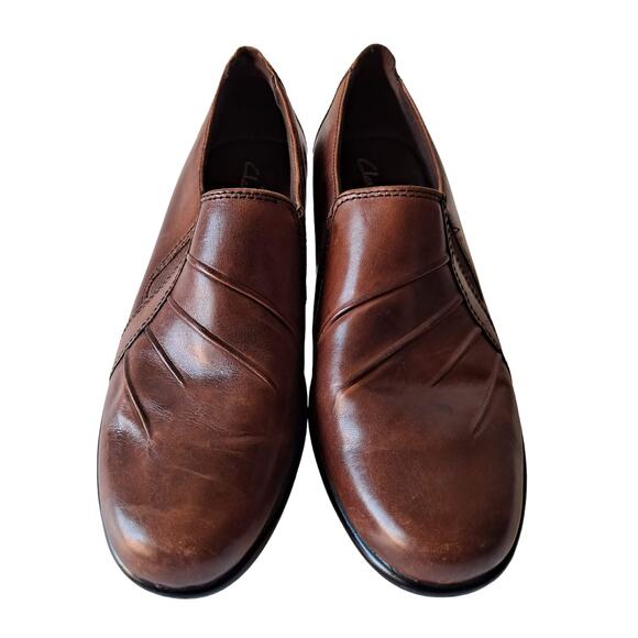 Clarks Brown Leather Upper / Balance Manmade Moderate 1.5" Heel Shoes - 8.5M - Picture 1 of 12